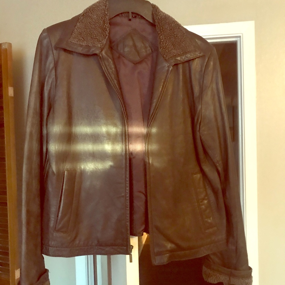 Leather fleece lined jacket